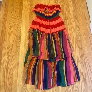 Farm Rio MIXED STRIPES STRAPLESS MAXI DRESS - size M